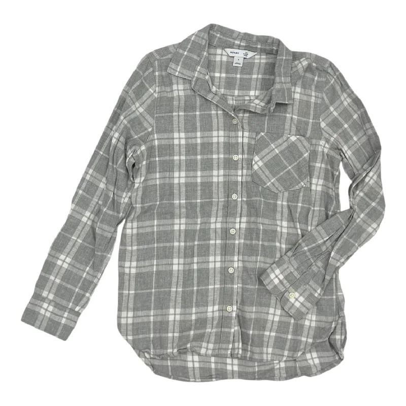 Clearance Sale Top Ls By Old Navy In Grey & White, Size:M