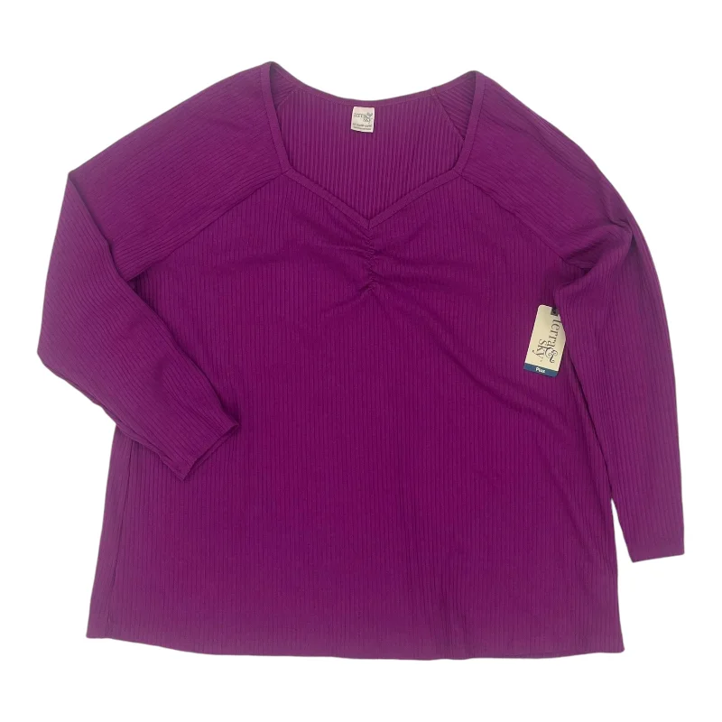 Crazy Deals Top Ls By Terra & Sky In Purple, Size:2X