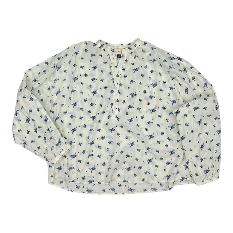 Overstock Top Ls By Universal Thread In Blue & Cream, Size:S