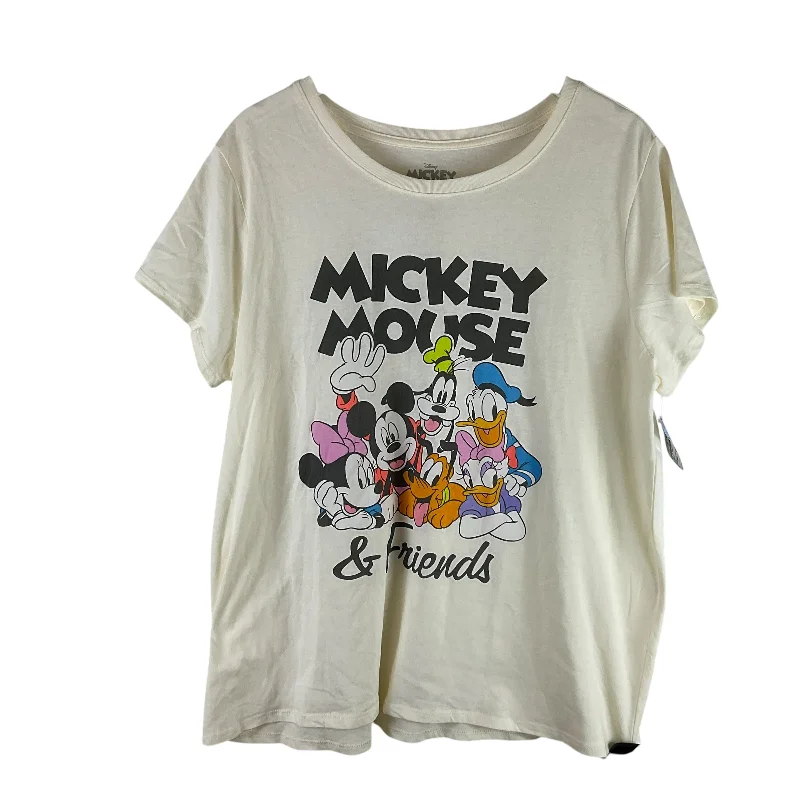 Deal Mania Top Short Sleeve Basic By Disney Store In Cream, Size: Xxl