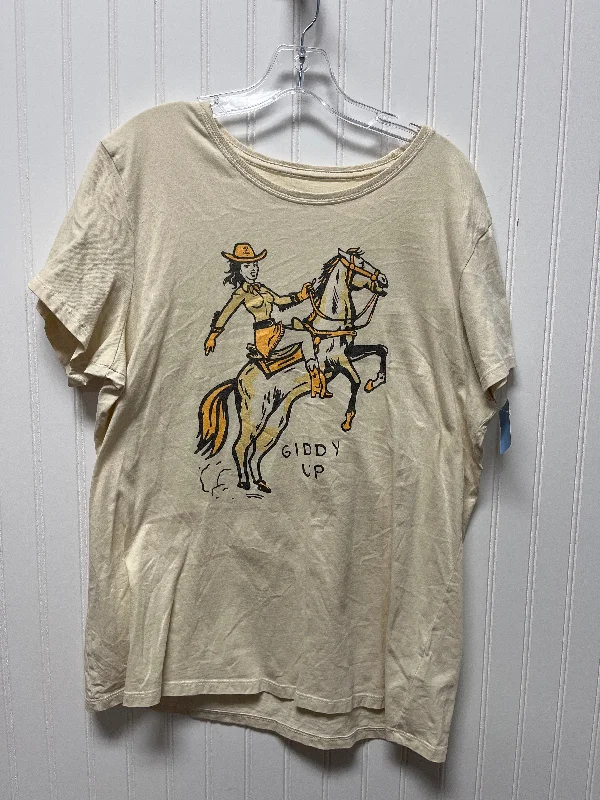 Super Sale Top Short Sleeve Basic By Life Is Good In Beige, Size: Xl