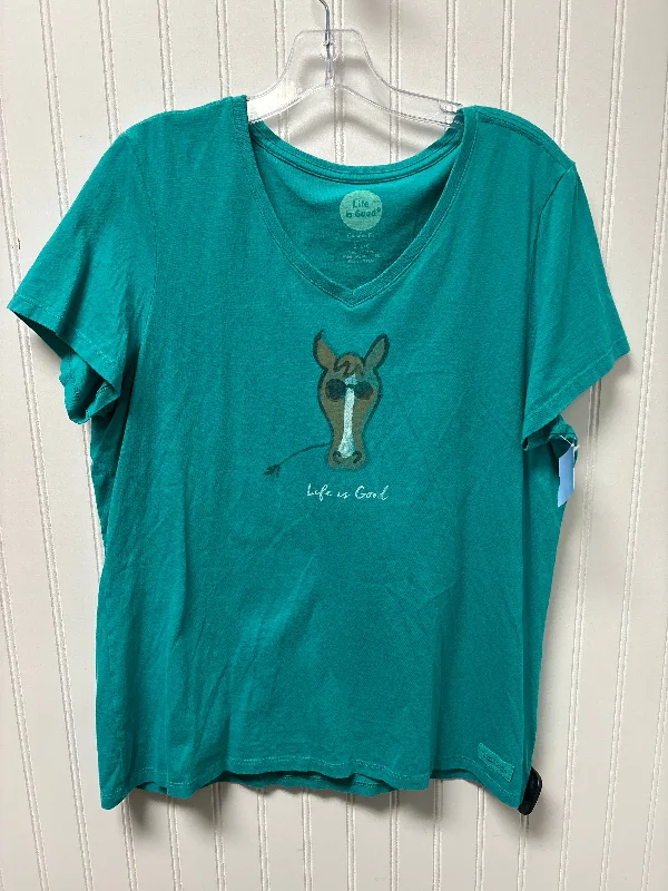 Hurry In Top Short Sleeve Basic By Life Is Good In Teal, Size: L
