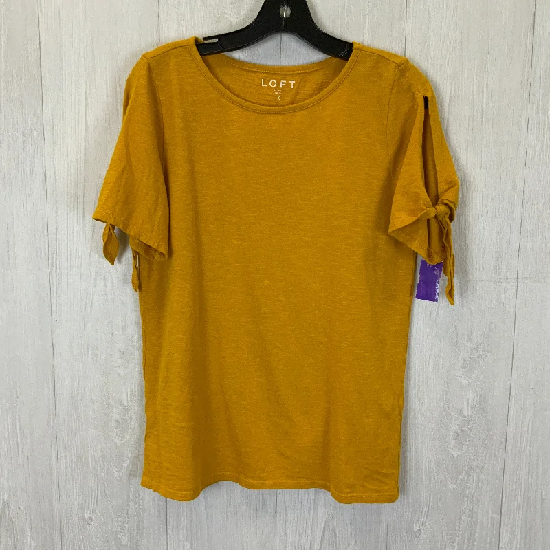 Fantastic Deals Top Short Sleeve Basic By Loft In Yellow, Size: S