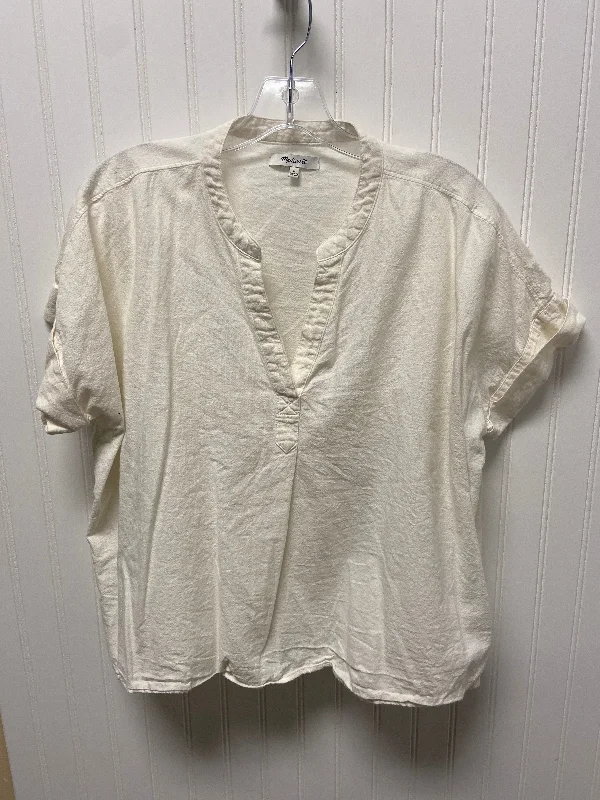 Online Only Top Short Sleeve Basic By Madewell In Cream, Size: L