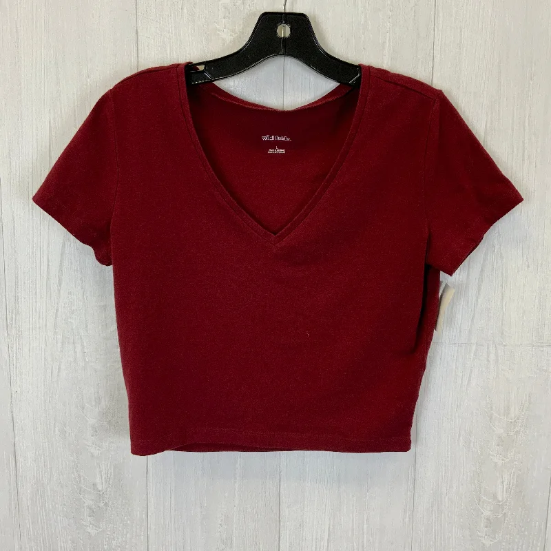 Overstock Top Short Sleeve Basic By Wild Fable In Red, Size: L