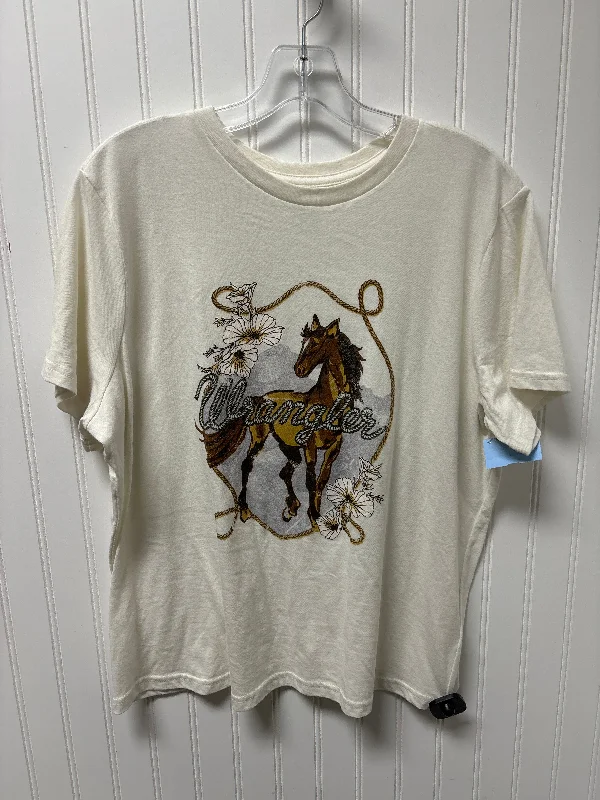 New Deals Top Short Sleeve Basic By Wrangler In Cream, Size: Xl