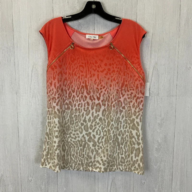 Don't Miss Top Short Sleeve By Calvin Klein In Orange, Size: L