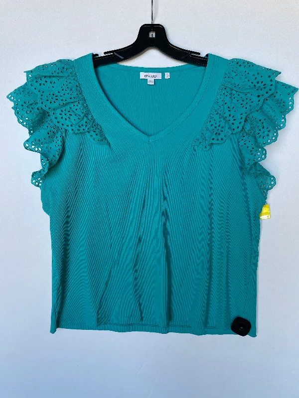 Daily Specials Top Short Sleeve By Chicos In Aqua, Size: Xl
