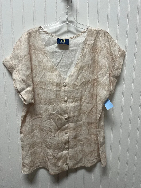 Price Meltdown Top Short Sleeve By Ronner In Beige, Size: Xl