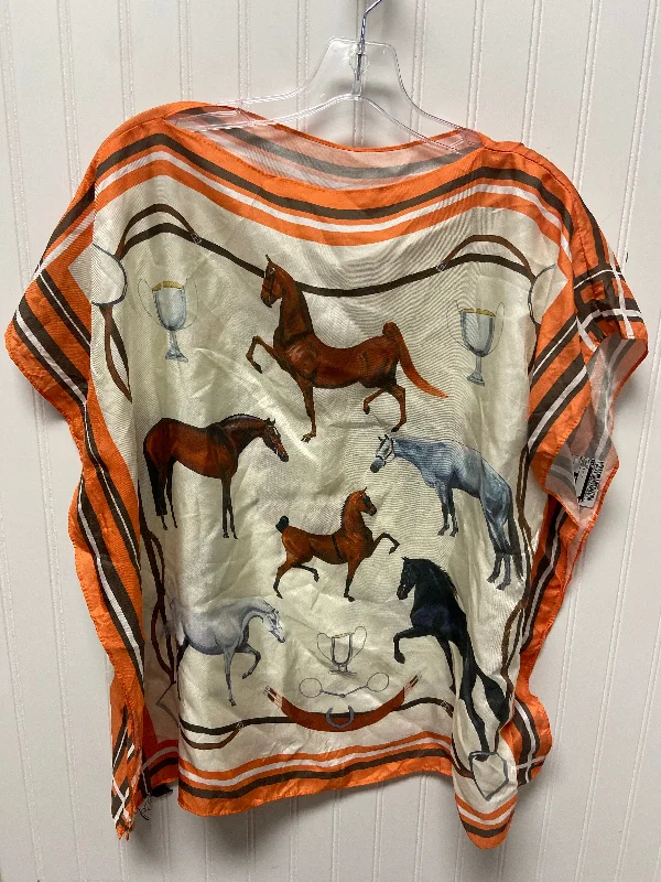 Mega Sale Top Short Sleeve By Cmb In Orange & White, Size: L