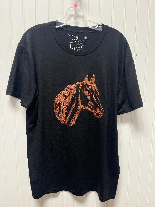 Inventory Reduction Top Short Sleeve By TWO FLY In Black, Size: L