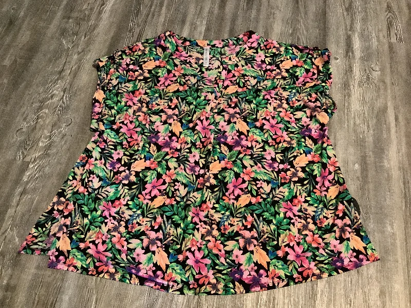 Daily Deals Top Short Sleeve By Cmc In Tropical Print, Size: 2x