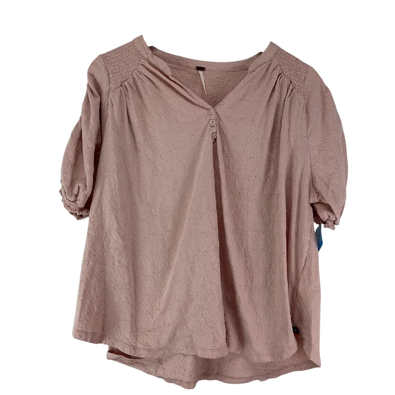 Extra Discounts Top Short Sleeve By Free People In Pink, Size: L