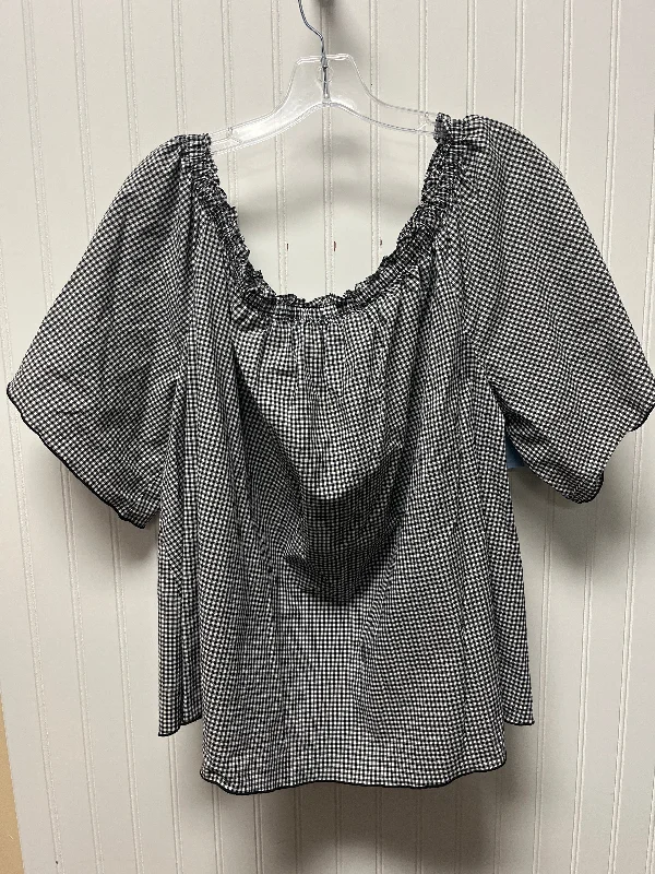 Overstock Top Short Sleeve By Lane Bryant In Black & White, Size: 3x