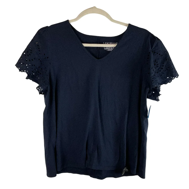 Final Sale Top Short Sleeve By Lane Bryant In Blue, Size: 1x