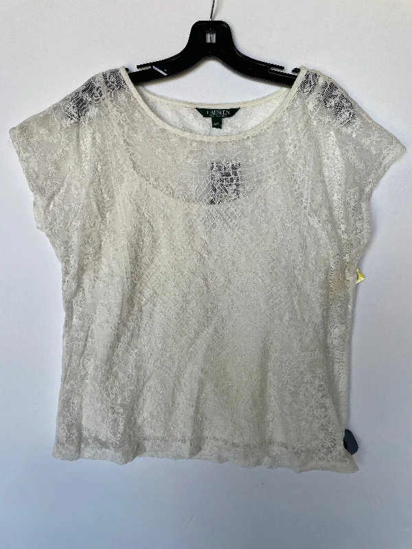 Early Access Top Short Sleeve By Lauren By Ralph Lauren In White, Size: L