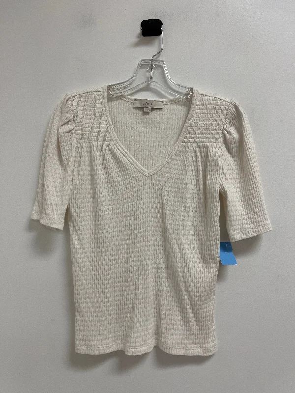Year-End Sale Top Short Sleeve By Loft In Cream, Size: Xs