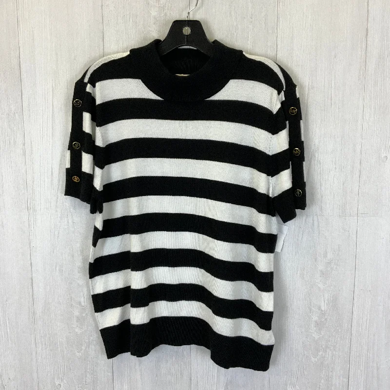 Price Rollback Top Short Sleeve By Michael By Michael Kors In Black & White, Size: Xl