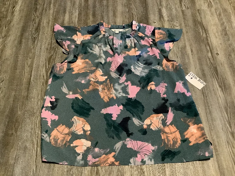 Exclusive Online Offer Top Short Sleeve By Nine West In Floral Print, Size: Xl