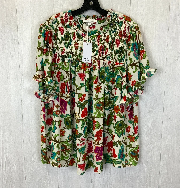 Top Short Sleeve By Rose And Olive In Floral Print, Size: 2x