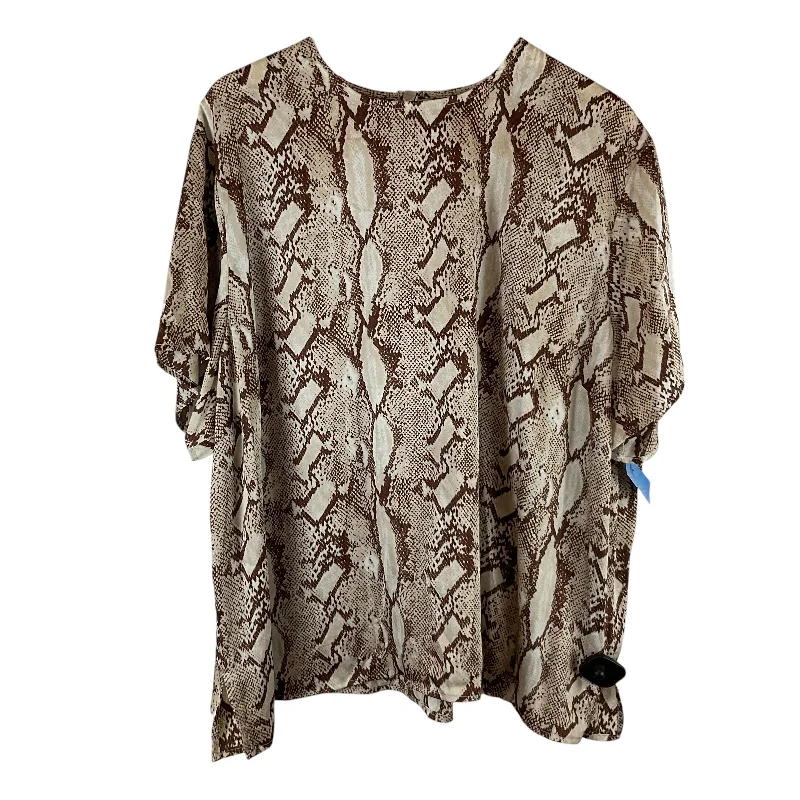 Stock Clearance Top Short Sleeve By Worthington In Snakeskin Print, Size: 3x
