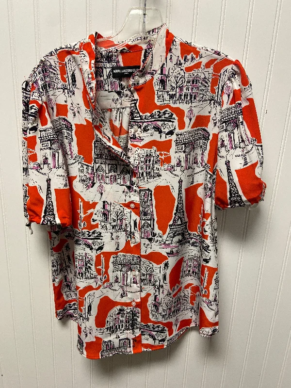 Incredible Offers Top Short Sleeve Designer By Karl Lagerfeld In Red, Size: Xs