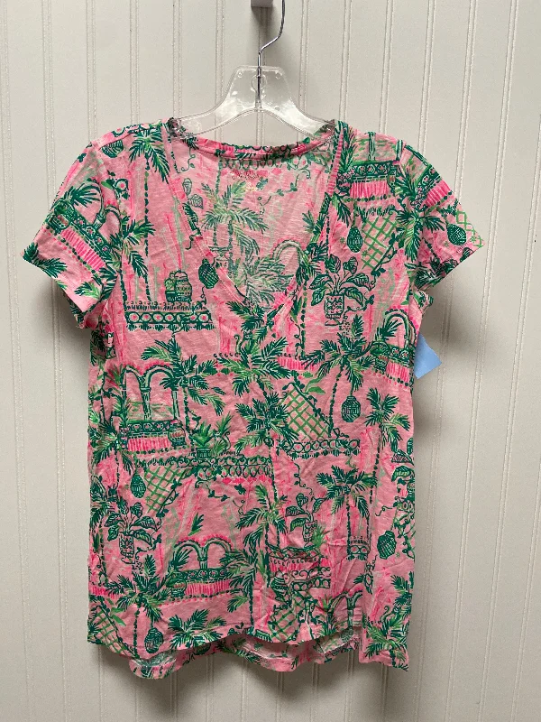 Lowest Prices Top Short Sleeve Designer By Lilly Pulitzer In Green & Pink, Size: S