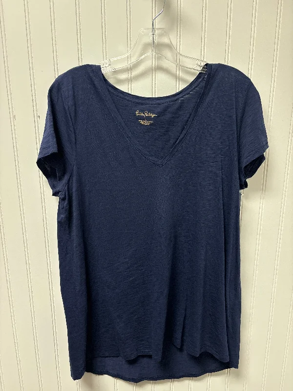 Year-End Sale Top Short Sleeve Designer By Lilly Pulitzer In Navy, Size: L
