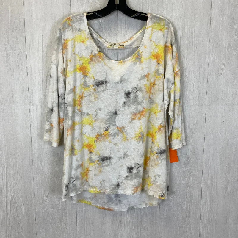 While Supplies Last White Orange Top 3/4 Sleeve Basic Cato, Size 2x