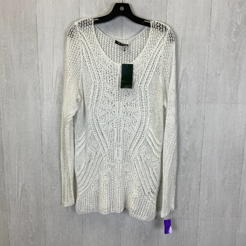 Price Drop White Top 3/4 Sleeve Lauren By Ralph Lauren, Size 1x