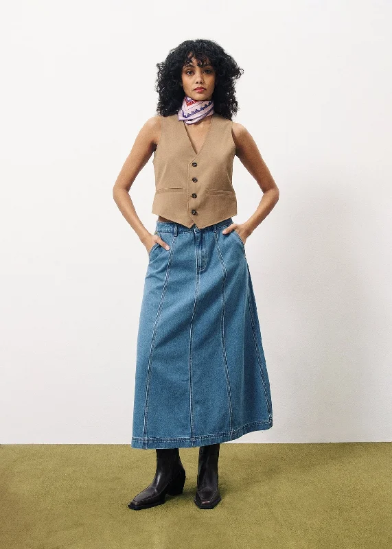 Closeout Denim Skirt Chc-24045 Ermeline Bleu-Jean