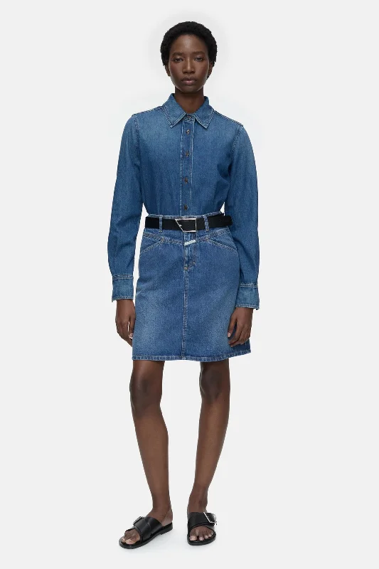 Online Only Denim Skirt Ibbie C93103-18s-3y Mid-Blue