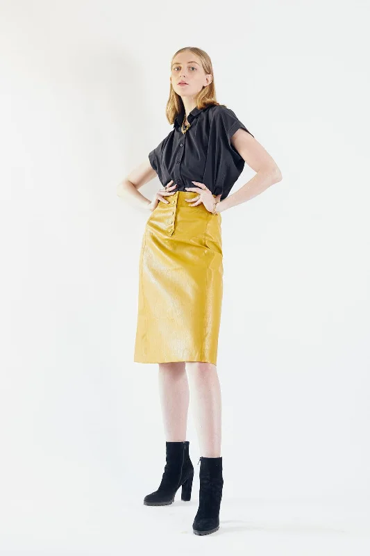 Don’t Miss Out Glossy Vegan Leather Pencil Skirt