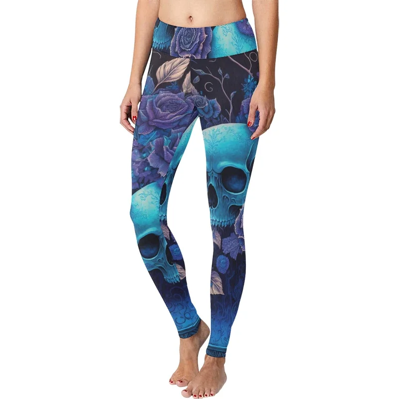 Savings Event Our Blue Skulls Floral Women's Workout Leggings Are Perfect For Any Activity Savings Event Our Blue Skulls Floral Women's Workout Leggings Are Perfect For Any Activity