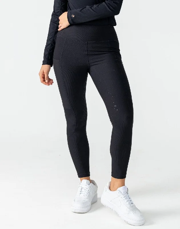 Price Slash Equipad Ribbed Riding Leggings - Black