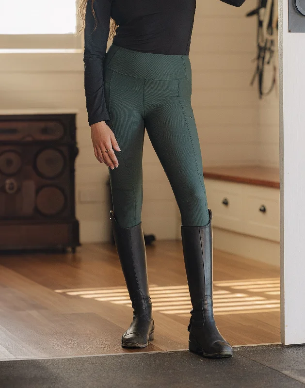 Bargain Bin Equipad Ribbed Riding Leggings - Jade Green