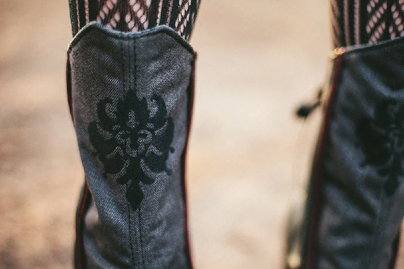 Dark Herringbone and Black Leather Spats with Oxblood Piping | Eirene