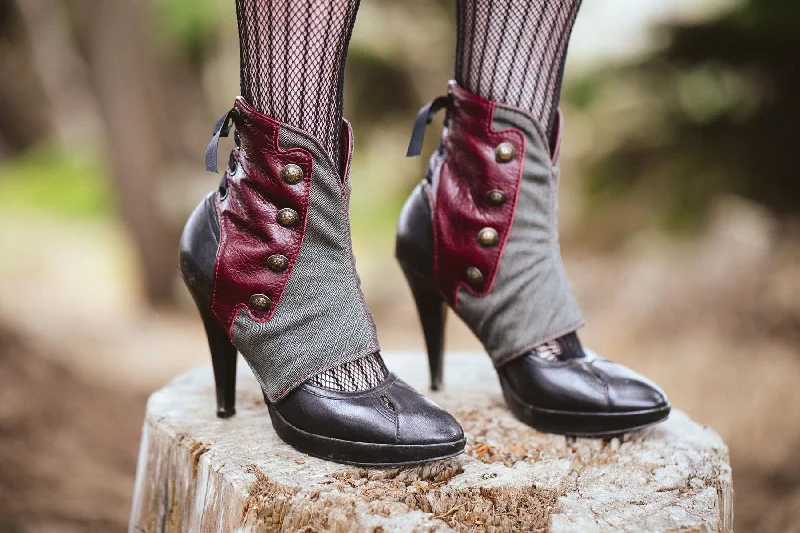 Steampunk Leather and Wool Herringbone Spats | Danae