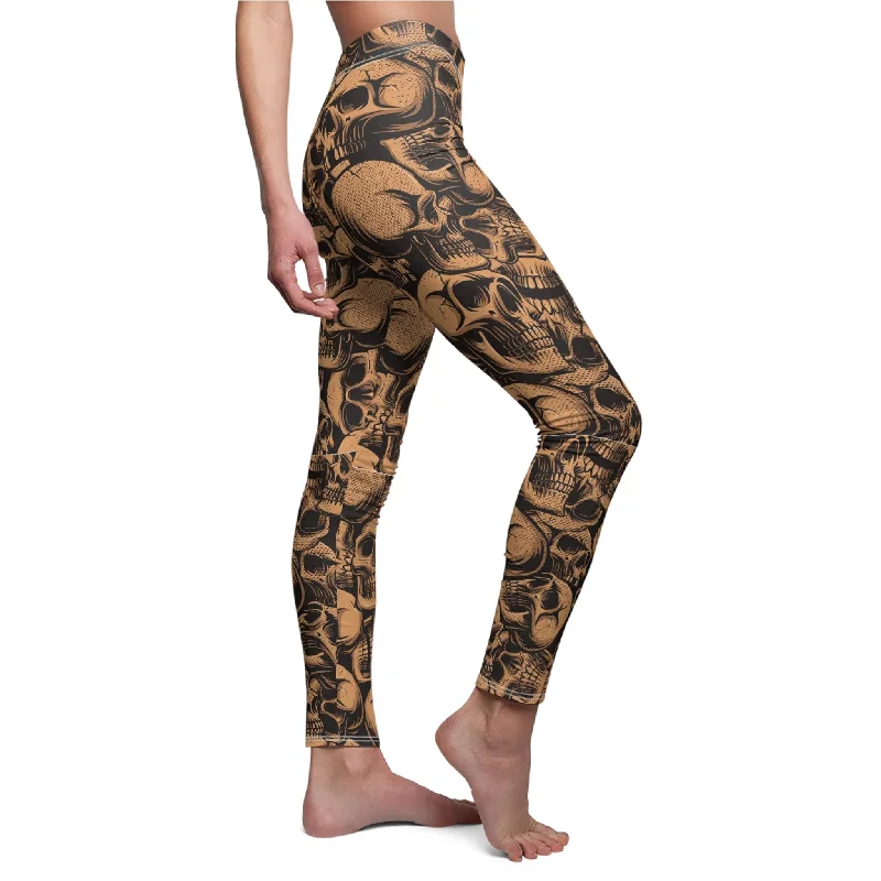 Inventory Reduction Women's Brown Skulls Soft Casual Leggings