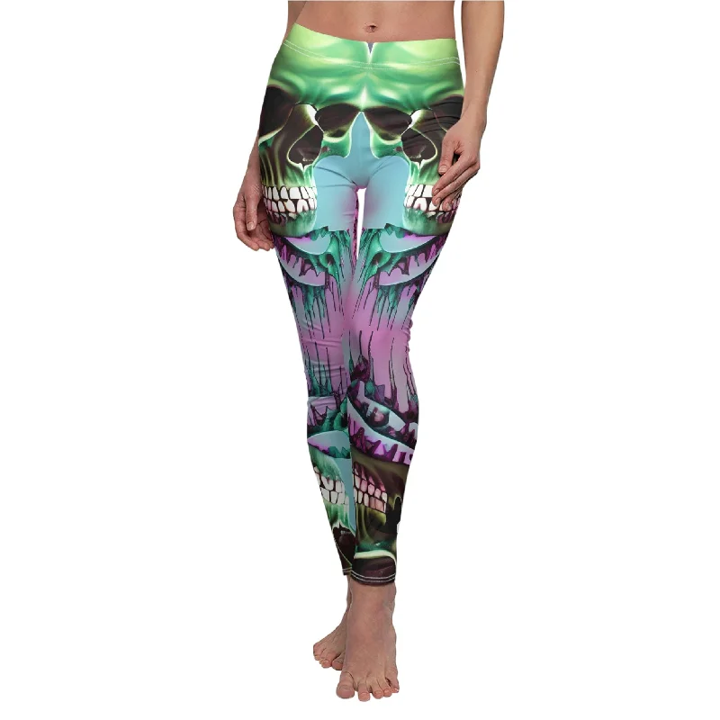 Major Savings Women's Green Skull Casual Leggings