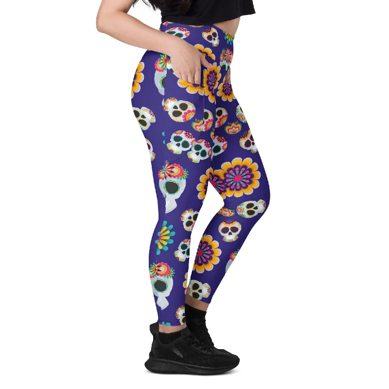 Factory Direct Sale Women's Mexican Skulls Leggings With pockets