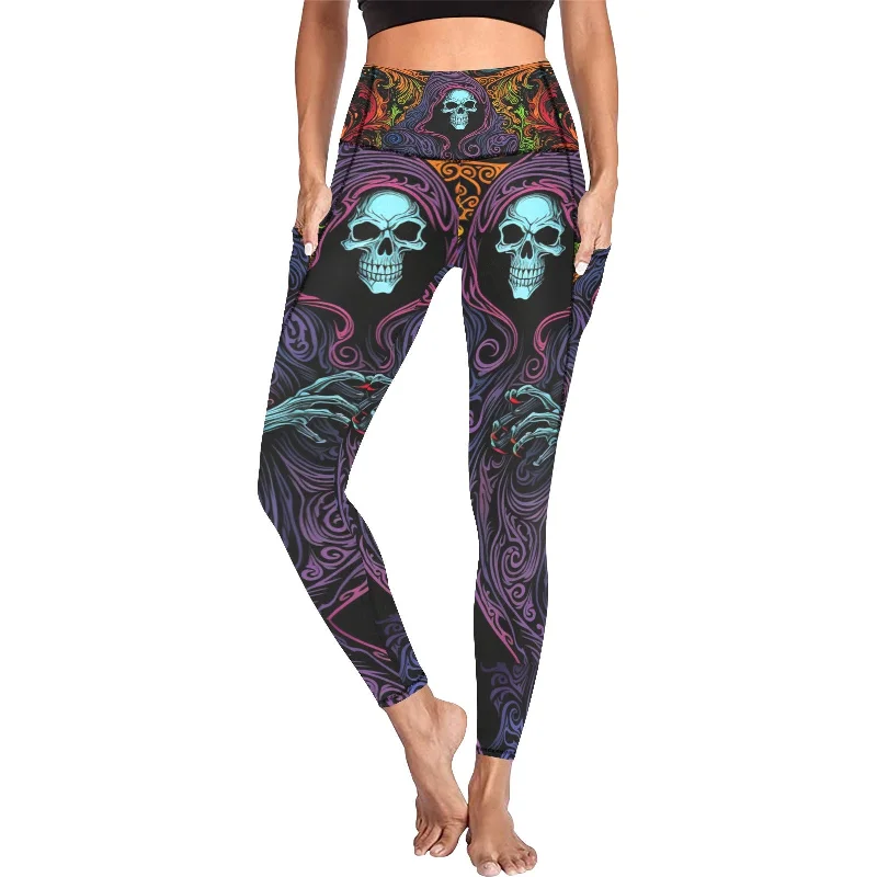 Price Meltdown Women's Purple Color Hooded Skull Leggings With Pockets