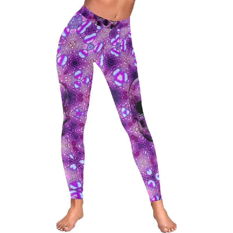 Savings Galore Women's Purple Skull Low Rise Leggings