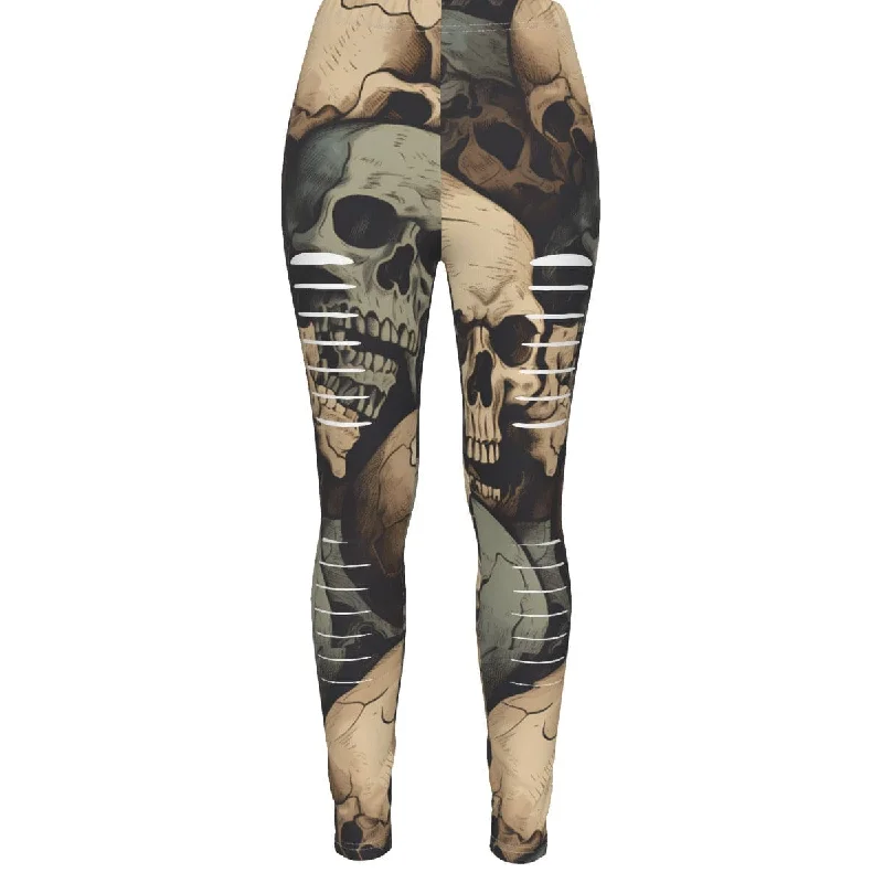 Price Fest Women's Skulls Ripped Leggings